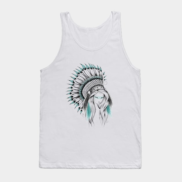 Indian Headdress Tank Top by LouJah69